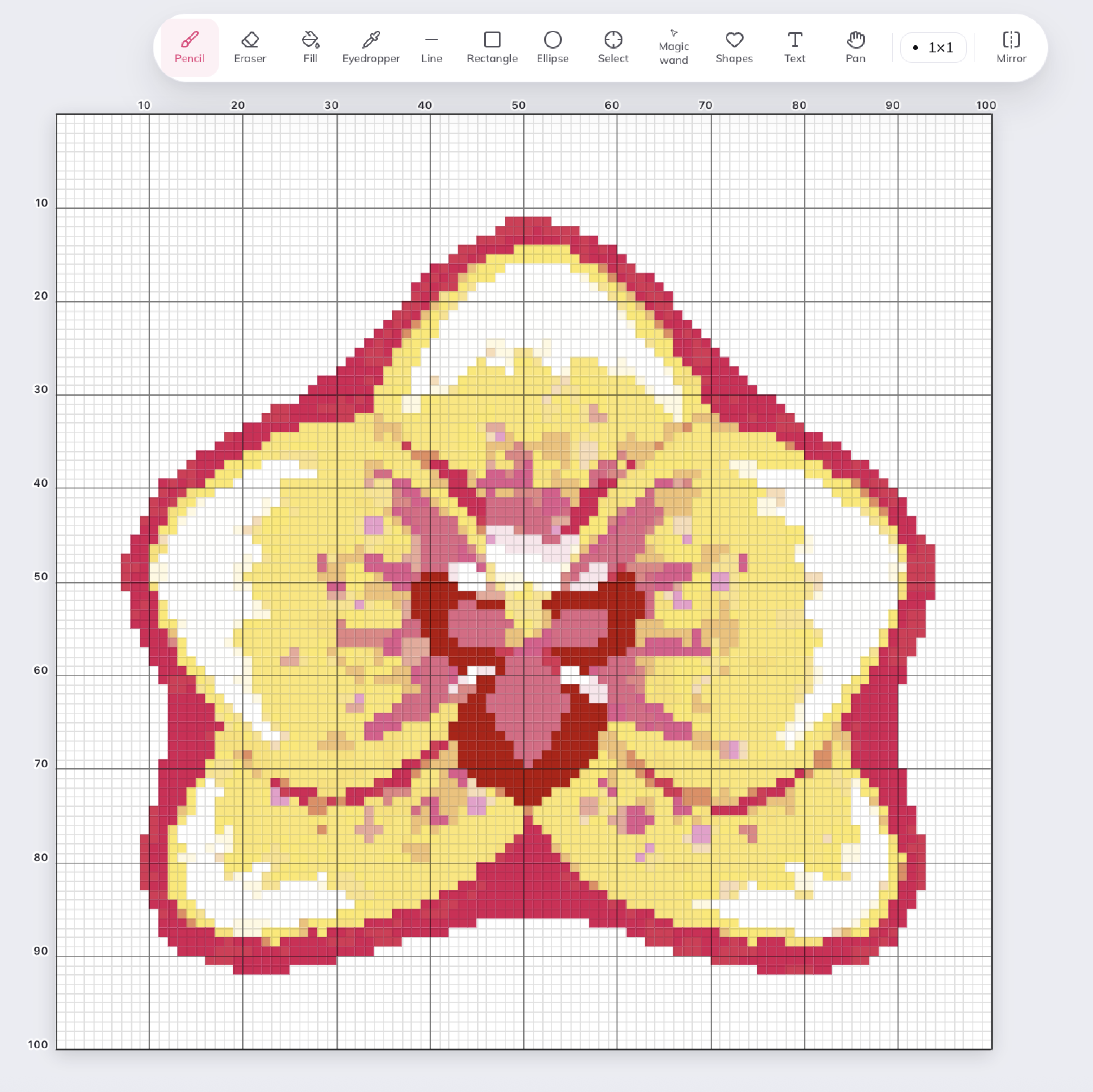 Craft Studio editor showing a cross-stitch orchid pattern with drawing tools and grid